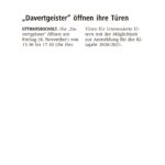 Davertgeister öffnen ihre Türen – WN 02.11.2019